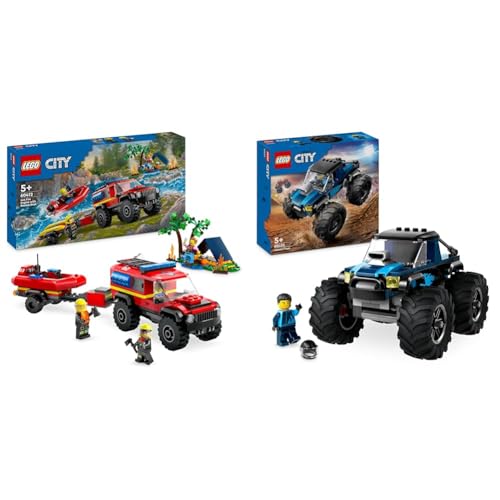 LEGO City Feuerwehrgeländewagen mit Rettungsboot, Offroad-Auto-Spielzeug & City Blauer Monstertruck, Offroad-Auto-Spielzeug, Fahrzeug-Set LEGO City Feuerwehrgeländewagen mit Rettungsboot, Offroad-Auto-Spielzeug & City Blauer Monstertruck, Offroad-Auto-Spielzeug, Fahrzeug-Set von LEGO
