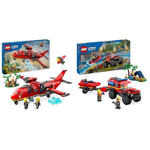 LEGO City Löschflugzeug, Feuerwehr-Set mit Flugzeug-Spielzeug & City Feuerwehrgeländewagen mit Rettungsboot, Offroad-Auto-Spielzeug LEGO City Löschflugzeug, Feuerwehr-Set mit Flugzeug-Spielzeug & City Feuerwehrgeländewagen mit Rettungsboot, Offroad-Auto-Spielzeug von LEGO