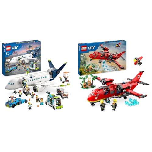 LEGO City Passagierflugzeug Spielzeug-Set & City Löschflugzeug, Feuerwehr-Set mit Flugzeug-Spielzeug LEGO City Passagierflugzeug Spielzeug-Set & City Löschflugzeug, Feuerwehr-Set mit Flugzeug-Spielzeug von LEGO