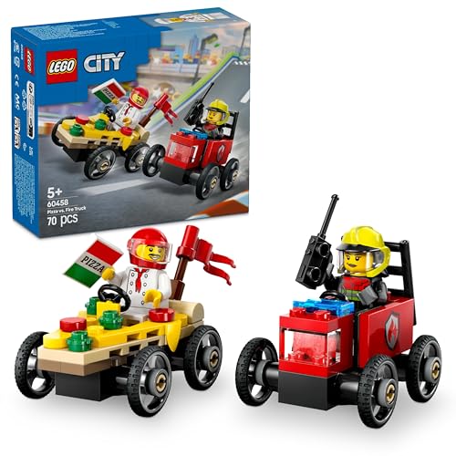 LEGO City Pizzalieferwagen vs. Löschauto - Seifenkisten Spielzeug für Mädchen und Jungen ab 5 Jahren - Bauset mit 2 Fahrer Minifiguren - Geschenk zum Geburtstag & für die Feiertage 60458 LEGO City Pizzalieferwagen vs. Löschauto - Seifenkisten Spielzeug für Mädchen und Jungen ab 5 Jahren - Bauset mit 2 Fahrer Minifiguren - Geschenk zum Geburtstag & für die Feiertage 60458 von LEGO