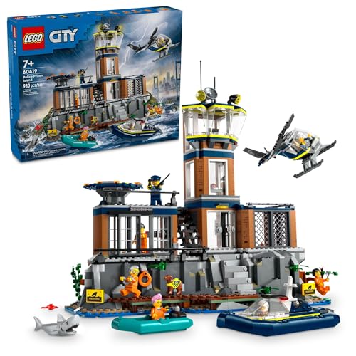 Lego City Police Gefängnisinsel Spielzeug Bauset 60419, für Jungen und Mädchen ab 7 Jahren, fantasievolles Spielen, Hubschrauberspielzeug, Bootsspielzeug und Schlauchboot, 7 Minifiguren Lego City Police Gefängnisinsel Spielzeug Bauset 60419, für Jungen und Mädchen ab 7 Jahren, fantasievolles Spielen, Hubschrauberspielzeug, Bootsspielzeug und Schlauchboot, 7 Minifiguren von LEGO