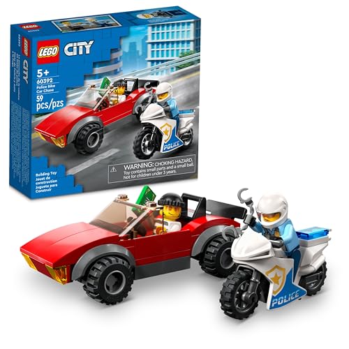 LEGO City Polizei Fahrrad Auto Chase 60392, Spielzeug mit Racing Vehicle & Motorrad Spielzeug für 5 Plus Jahr Olds, Kinder Geschenk Idee, Set mit 2 Offiziere Minifigures LEGO City Polizei Fahrrad Auto Chase 60392, Spielzeug mit Racing Vehicle & Motorrad Spielzeug für 5 Plus Jahr Olds, Kinder Geschenk Idee, Set mit 2 Offiziere Minifigures von LEGO