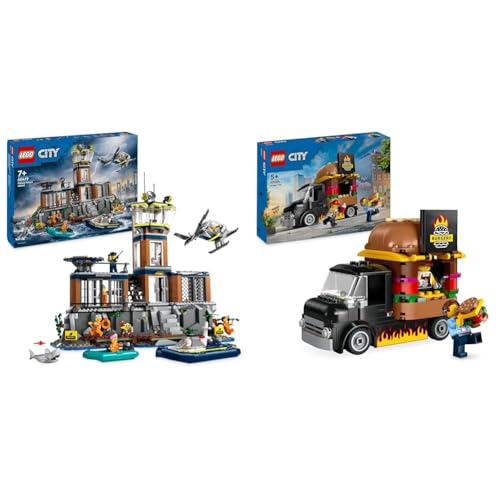 LEGO City Polizeistation auf der Gefängnisinsel, Polizei-Spielzeug mit Hubschrauber & City Burger-Truck, Bauset mit Spielzeug-Auto für 5-jährige Kinder, Imbisswagen Minifigur und Zubehör LEGO City Polizeistation auf der Gefängnisinsel, Polizei-Spielzeug mit Hubschrauber & City Burger-Truck, Bauset mit Spielzeug-Auto für 5-jährige Kinder, Imbisswagen Minifigur und Zubehör von LEGO