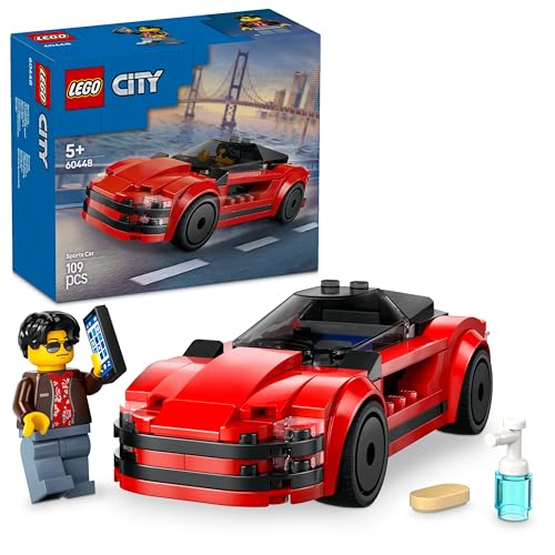 LEGO City Roter Sportwagen - Rennwagen Spielzeug für Jungen und Mädchen ab 5 Jahren - Geschenk zum Geburtstag oder für die Feiertage - Fahrer Minifigur mit Handy und Putzzeug 60448 LEGO City Roter Sportwagen - Rennwagen Spielzeug für Jungen und Mädchen ab 5 Jahren - Geschenk zum Geburtstag oder für die Feiertage - Fahrer Minifigur mit Handy und Putzzeug 60448 von LEGO