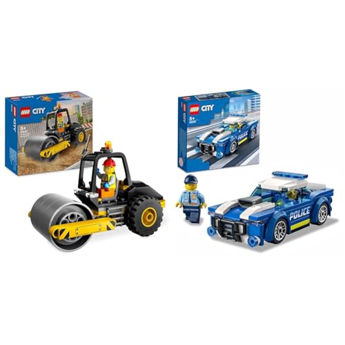LEGO City Straßenwalze, Baustellenfahrzeug für Kinder ab 5 Jahren & City Polizeiauto, Polizei-Spielzeug ab 5 Jahren LEGO City Straßenwalze, Baustellenfahrzeug für Kinder ab 5 Jahren & City Polizeiauto, Polizei-Spielzeug ab 5 Jahren von LEGO