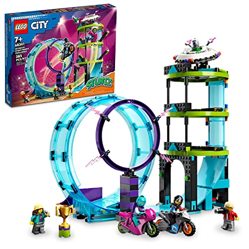 LEGO City Stuntz Ultimate Stunt Riders Challenge 60361 3in1 Stunts für 1 oder 2 Spieler Action mit 2 Schwungradbetriebenen Spielzeugmotorräder für Kinder Set 2023 LEGO City Stuntz Ultimate Stunt Riders Challenge 60361 3in1 Stunts für 1 oder 2 Spieler Action mit 2 Schwungradbetriebenen Spielzeugmotorräder für Kinder Set 2023 von LEGO