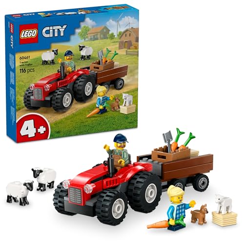 LEGO City Traktor mit Anhänger - Bauernhof Spielzeug mit Traktor & Tierfiguren - Montessori Spielsets für Jungen und Mädchen ab 4 Jahren - Geschenk mit 2 Minifiguren 60461 von LEGO
