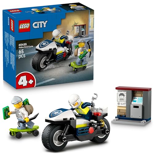 LEGO City Verfolgungsjagd mit dem Polizeimotorrad – Spielset mit Motorrad, Skateboard, Geldautomaten und 2 Mini-Figuren – Geburtstagsgeschenk für Jungen und Mädchen ab 4 Jahren – 60455 LEGO City Verfolgungsjagd mit dem Polizeimotorrad – Spielset mit Motorrad, Skateboard, Geldautomaten und 2 Mini-Figuren – Geburtstagsgeschenk für Jungen und Mädchen ab 4 Jahren – 60455 von LEGO