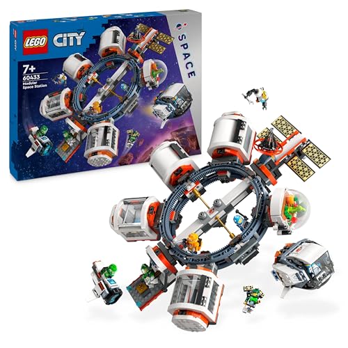 LEGO City Weltraum Modulare Raumstation, Raumschiff-Modell mit Weltraumfahrzeugen, Geschenk für Kinder, Jungen und Mädchen ab 7 Jahren, Modulare Forschungsstation mit 6 Astronaut-Figuren 60433 von LEGO