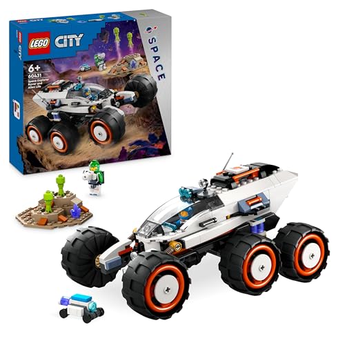 LEGO City Weltraum-Rover mit Außerirdischen, Auto-Set mit Roboter- und Alien-Spielzeug-Figuren, Geburtstagsgeschenk für Jungs und Mädchen ab 6 Jahren, mit 2 Minifiguren und einer Planetenkulisse 60431 von LEGO