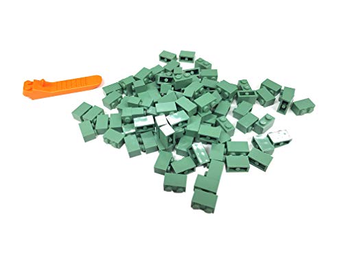 LEGO Classic 100 Stück 1x2 Steine (3004) mit Steinetrenner (sandgrün) von LEGO