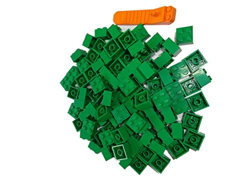 LEGO Classic 100 Stück 2x2 Steine (3003) mit Steinetrenner (grün) von LEGO