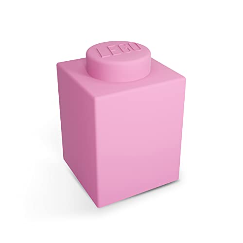 Lego Classic 1x1 Silikon Nachtlicht für Kinder Pink, tragbares, Zwei Beleuchtungsmodi mit Timer, Kinderfreundliche Materialien, Schlafzimmer, Spielzimmer, ab 6 Jahren (LP39), Größe 7,6x7,6x11,4 cm von IQ