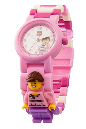 LEGO Classic 8020820 Rosa Kinder-Armbanduhr mit Minifigur und Gliederarmband zum Zusammenbauen, rosa/violett, Kunststoff, analoge Quarzuhr, Junge/Mädchen, offiziell von LEGO