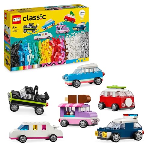 LEGO Classic Kreative Fahrzeuge, Bausteine-Set für Bunte Modellautos inkl. LKW, Polizeiauto und Baufahrzeuge, Baubare Spielzeug-Autos für Kinder, Geschenk für Jungs und Mädchen ab 5 Jahren 11036 von LEGO