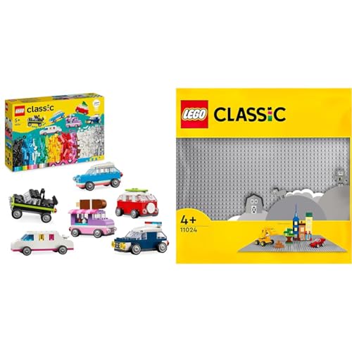 LEGO Classic Kreative Fahrzeuge, Bausteine-Set für Bunte Modellautos inkl. LKW & Classic Graue Bauplatte, quadratische Grundplatte mit 48x48 Noppen LEGO Classic Kreative Fahrzeuge, Bausteine-Set für Bunte Modellautos inkl. LKW & Classic Graue Bauplatte, quadratische Grundplatte mit 48x48 Noppen von LEGO
