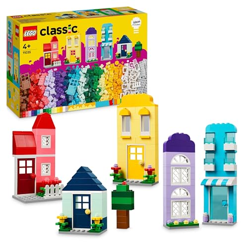 LEGO Classic Kreative Häuser, Bausteine-Set für Kinder, Konstruktionsspielzeug mit 850 Steinen, Haus-Bauen-Spielzeug mit Zubehör, Geschenk für Jungen und Mädchen ab 4 Jahren 11035 von LEGO