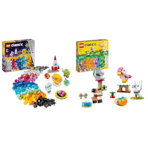 LEGO Classic Kreative Weltraumplaneten, baubares Sonnensystem-Modell & Classic Kreative Tiere, Box mit bunten Steinen, Baue Spielzeug-Tierfiguren LEGO Classic Kreative Weltraumplaneten, baubares Sonnensystem-Modell & Classic Kreative Tiere, Box mit bunten Steinen, Baue Spielzeug-Tierfiguren von LEGO