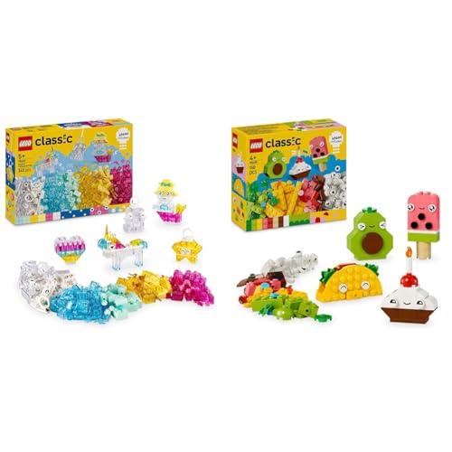 LEGO Classic Magische Transparente Box + Kreatives Lebensmittel-Freunde-Spielset Bunte Bausteine & Schlüsselring-Clips Set & Rollenspielzeug für Jungen und Mädchen 11040 + 11039 von LEGO