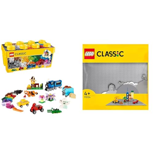 LEGO Classic Mittelgroße Bausteine-Box, Konstruktionsspielzeug & Classic Graue Bauplatte, quadratische Grundplatte mit 48x48 Noppen als Basis für Konstruktionen und für weitere Sets 11024 LEGO Classic Mittelgroße Bausteine-Box, Konstruktionsspielzeug & Classic Graue Bauplatte, quadratische Grundplatte mit 48x48 Noppen als Basis für Konstruktionen und für weitere Sets 11024 von LEGO