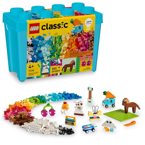 LEGO Classic Vibrant Creative Brick Box Arts & Crafts Spielzeug für Kinder, kreatives Bauset mit Einhorn, Skateboard, Gitarre, Flugzeug & mehr, sensorisches Spielzeug Geburtstagsgeschenk für 4-jährige von LEGO