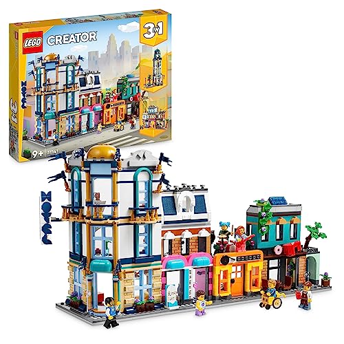 LEGO Creator 3-in-1 Hauptstraße zu Art-déco-Hochhaus oder Marktstraße Modellbau-Set, Konstruktionsspielzeug mit Hotel, Café, Wohnungen und Geschäften, kreativer Modellbausatz, Geschenkidee 31141 LEGO Creator 3-in-1 Hauptstraße zu Art-déco-Hochhaus oder Marktstraße Modellbau-Set, Konstruktionsspielzeug mit Hotel, Café, Wohnungen und Geschäften, kreativer Modellbausatz, Geschenkidee 31141 von LEGO