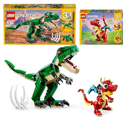 LEGO Creator 3-in-1-Paket mit mächtigen Dinosauriern und rotem Drachen, Geschenke für Jungen, Mädchen und Kinder ab 6 Jahren, 31145 + 31058 LEGO Creator 3-in-1-Paket mit mächtigen Dinosauriern und rotem Drachen, Geschenke für Jungen, Mädchen und Kinder ab 6 Jahren, 31145 + 31058 von LEGO