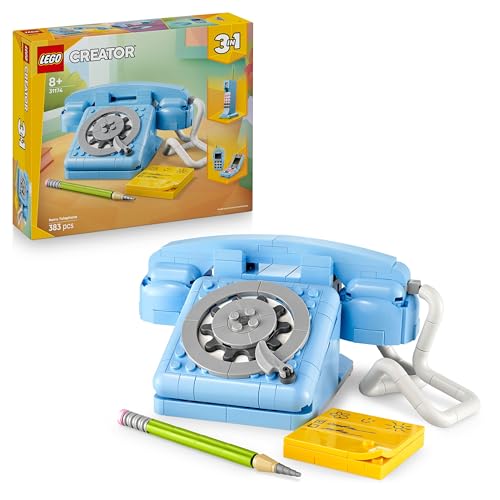 LEGO Creator 3-in-1 Retro-Telefon Spielzeug mit Wählscheibe – verwandelbar in EIN 1980er-Modell oder Zwei Mobiltelefone aus den 2000ern – kreatives Geschenk für Kinder ab 8 Jahren – 31174 LEGO Creator 3-in-1 Retro-Telefon Spielzeug mit Wählscheibe – verwandelbar in EIN 1980er-Modell oder Zwei Mobiltelefone aus den 2000ern – kreatives Geschenk für Kinder ab 8 Jahren – 31174 von LEGO