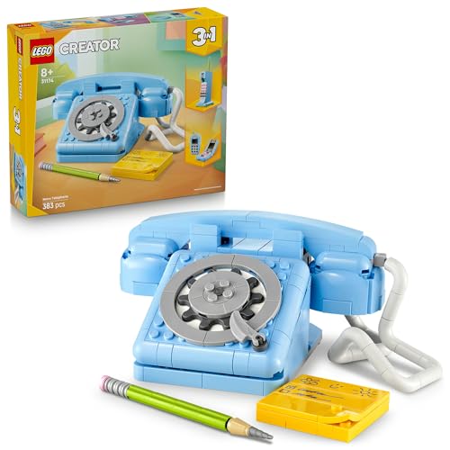 LEGO Creator 3-in-1 Retro-Telefon Spielzeug mit Wählscheibe – verwandelbar in EIN 1980er-Modell oder Zwei Mobiltelefone aus den 2000ern – kreatives Geschenk für Kinder ab 8 Jahren – 31174 von LEGO