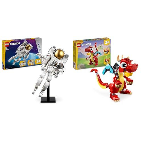 LEGO Creator 3in1 Astronaut im Weltraum Spielzeug, Modellbausatz mit Hund und Raumschiff für Kinder & Creator 3in1 Roter Drache, Spielzeug mit 3 Tierfiguren inkl. Roter Drache LEGO Creator 3in1 Astronaut im Weltraum Spielzeug, Modellbausatz mit Hund und Raumschiff für Kinder & Creator 3in1 Roter Drache, Spielzeug mit 3 Tierfiguren inkl. Roter Drache von LEGO