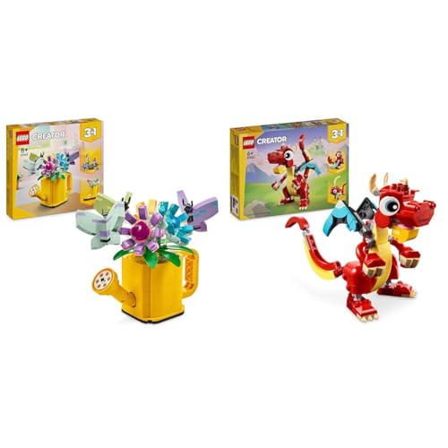 LEGO Creator 3in1 Gießkanne mit Blumen Set, Kinderzimmer-Deko & Creator 3in1 Roter Drache, Spielzeug mit 3 Tierfiguren inkl. Roter Drache LEGO Creator 3in1 Gießkanne mit Blumen Set, Kinderzimmer-Deko & Creator 3in1 Roter Drache, Spielzeug mit 3 Tierfiguren inkl. Roter Drache von LEGO