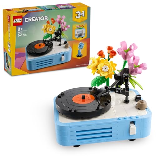 LEGO Creator 3in1 Plattenspieler mit Blumen - Spielzeug umbaubar in Radio oder Mikrofon - Musik Spielzeuge für Kinder - Kreative Geschenkidee für Mädchen und Jungen ab 8 Jahren 31172 von LEGO