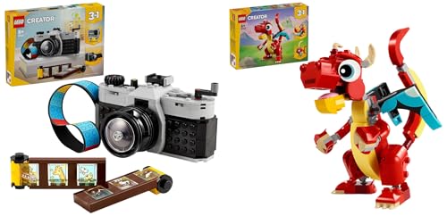LEGO Creator 3in1 Retro Kamera Spielzeug mit 3 Modellen für Mädchen und Jungen & Creator 3in1 Roter Drache, Spielzeug mit 3 Tierfiguren LEGO Creator 3in1 Retro Kamera Spielzeug mit 3 Modellen für Mädchen und Jungen & Creator 3in1 Roter Drache, Spielzeug mit 3 Tierfiguren von LEGO