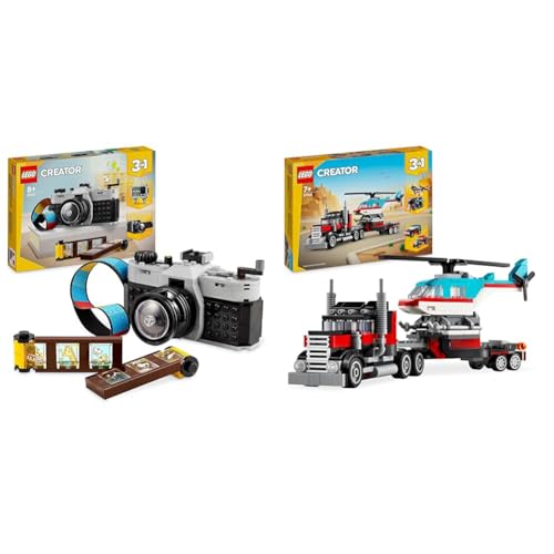 LEGO Creator 3in1 Retro Kamera Spielzeug mit 3 Modellen für Mädchen und Jungen & Creator 3in1 Tieflader mit Hubschrauber LEGO Creator 3in1 Retro Kamera Spielzeug mit 3 Modellen für Mädchen und Jungen & Creator 3in1 Tieflader mit Hubschrauber von LEGO