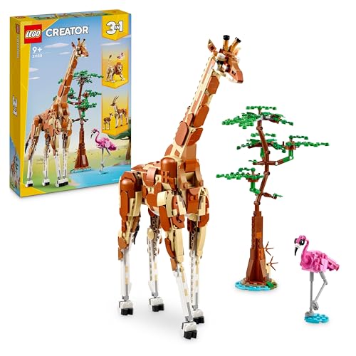 LEGO Creator 3in1 Tiersafari, Kreativ-Set mit Tierfiguren, Spielzeug-Giraffe, Gazellen und Löwe, Spielzeug-Tiere für Mädchen und Jungen, Natur-Geschenk für Kinder ab 9 Jahren 31150 von LEGO