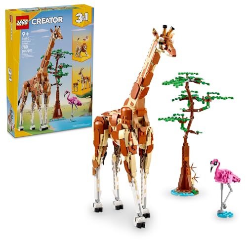 LEGO Creator 3in1 Tiersafari, Kreativ-Set mit Tierfiguren, Spielzeug-Giraffe, Gazellen und Löwe, Spielzeug-Tiere für Mädchen und Jungen, Natur-Geschenk für Kinder ab 9 Jahren 31150 von LEGO