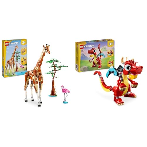 LEGO Creator 3in1 Tiersafari, Kreativ-Set mit Tierfiguren, Spielzeug-Giraffe & Creator 3in1 Roter Drache, Spielzeug mit 3 Tierfiguren inkl. Roter Drache LEGO Creator 3in1 Tiersafari, Kreativ-Set mit Tierfiguren, Spielzeug-Giraffe & Creator 3in1 Roter Drache, Spielzeug mit 3 Tierfiguren inkl. Roter Drache von LEGO