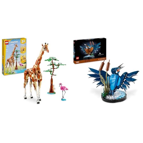 LEGO Creator 3in1 Tiersafari, Kreativ-Set mit Tierfiguren & Icons Eisvogel Modellbausatz für Erwachsene, Vogel-Modell von LEGO