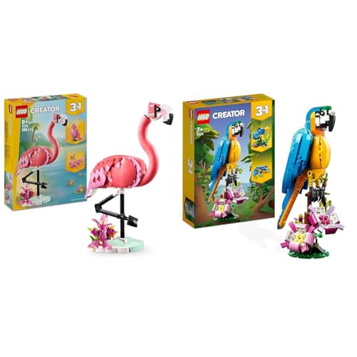 LEGO Creator 3in1 Wildtiere: Pinker Flamingo Spielzeug - verwandelt sich in eine Kakadu- oder Axolotlfigur + 3in1 Exotischer Papagei zu Frosch zu Fisch Tierfiguren 31170 + 31136 LEGO Creator 3in1 Wildtiere: Pinker Flamingo Spielzeug - verwandelt sich in eine Kakadu- oder Axolotlfigur + 3in1 Exotischer Papagei zu Frosch zu Fisch Tierfiguren 31170 + 31136 von LEGO