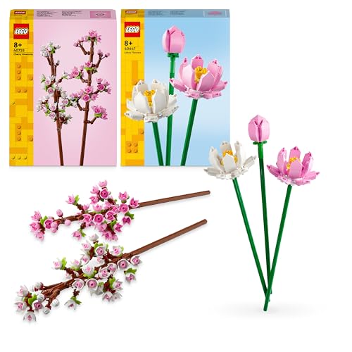 LEGO Creator Lotusblumen-Kirschblüten-Paket, Blumenstrauß-Bausatz für Mädchen, Jungen und Blumenfans, zur Präsentation zu Hause als Schlafzimmer- oder Schreibtischdekoration, Valentinstag-Geschenkidee von LEGO