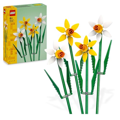 LEGO Creator Narzissen, Künstliches Blumen-Set für Kinder, präsentiere diesen Blumenstrauß zu Hause als Schlafzimmer- oder Schreibtischdekoration, Geschenk für Mädchen, Jungen, Sie & Ihn 40747 von LEGO
