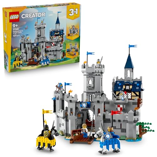 LEGO Creator Ritterburg im Mittelalter - 3-in-1-Bauset - Spielzeug Ritterburg - Umwandelbar in Ritterturnier-Szene oder Stadt - 6 Minifiguren - Geschenk für Jungen und Mädchen ab 9 Jahren 31168 von LEGO