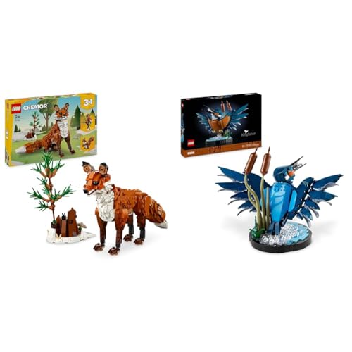 LEGO Creator Waldtiere: Rotfuchs, Tiere-Set mit Fuchs, Eule und Eichhörnchen Spielzeug & 10331 Icons Eisvogel Modellbausatz für Erwachsene, Vogel-Modell von LEGO