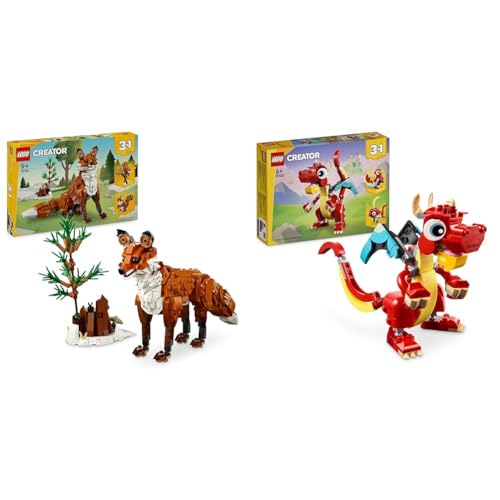 LEGO Creator Waldtiere: Rotfuchs, Tiere-Set & Creator 3in1 Roter Drache, Spielzeug mit 3 Tierfiguren LEGO Creator Waldtiere: Rotfuchs, Tiere-Set & Creator 3in1 Roter Drache, Spielzeug mit 3 Tierfiguren von LEGO