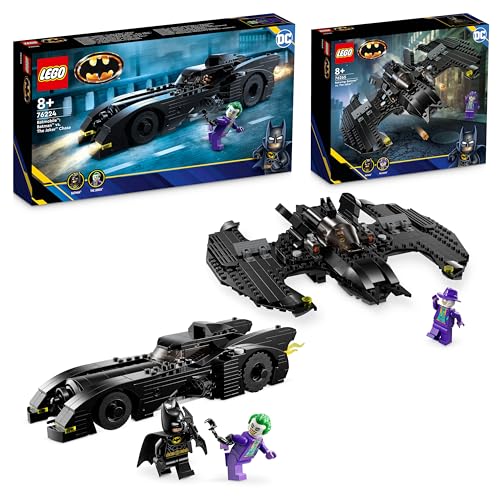LEGO DC Gotham City Fahrzeug-Bundle: Batmobile: Batman verfolgt den Joker (76224) Auto-Set und Batwing: Batman vs. Joker (76265) Flugzeug-Spielzeug für Kinder ab 8 Jahren, Jungen und Mädchen von LEGO