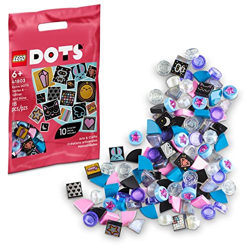 LEGO DOTS Extra DOTS Series 8 - Glitter and Shine 41803, Fliesen-Set für Armbänder, Nachrichtentafeln, Raumdekoration, Taschenanhänger, Kunst- und Bastelset für Kinder von LEGO