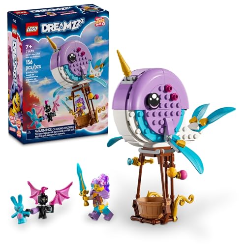 LEGO DREAMZzz Izzie's Narwal Heißluftballon Tiefsee-Tierspielzeug Rettet Bunchu vor einem Grimspawn, Transforming Wal Figur für Kinder, Bunny Spielzeug für Jungen und Mädchen ab 7 Jahren, 71472 von LEGO