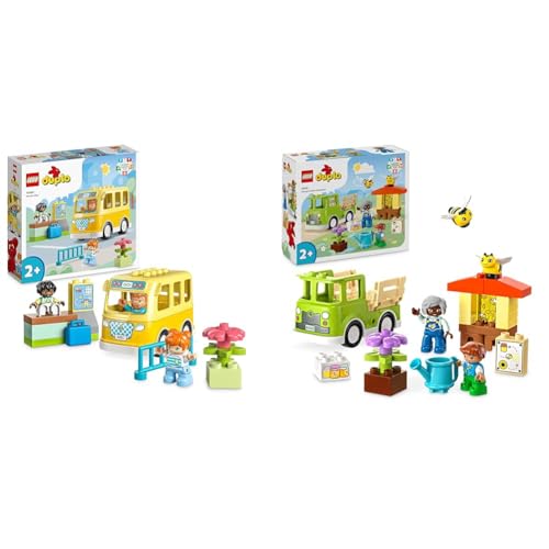 LEGO DUPLO Die Busfahrt Set, Bus-Spielzeug zum Aufbau sozialer Fähigkeiten & DUPLO Town Imkerei und Bienenstöcke, Lernspielzeug von LEGO