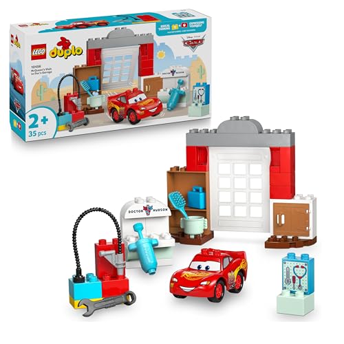 LEGO DUPLO │ Disney and Pixar Cars – McQueens Besuch in Docs Werkstatt Rennwagen für Kleinkinder mit Lightning McQueen & Doc Hudson, Spielzeug-Auto & Autowasch-Zubehör für Kinder ab 2 Jahren – 10456 LEGO DUPLO │ Disney and Pixar Cars – McQueens Besuch in Docs Werkstatt Rennwagen für Kleinkinder mit Lightning McQueen & Doc Hudson, Spielzeug-Auto & Autowasch-Zubehör für Kinder ab 2 Jahren – 10456 von LEGO