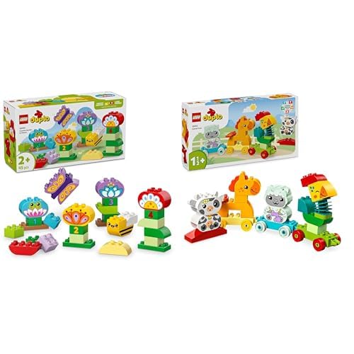 LEGO DUPLO Kreativer Garten & Blumen Stapelspielzeug + Erster Tierzug Spielzeug für Kleinkinder Kreatives Lernset für Jungen & Mädchen 10444 + 10412 LEGO DUPLO Kreativer Garten & Blumen Stapelspielzeug + Erster Tierzug Spielzeug für Kleinkinder Kreatives Lernset für Jungen & Mädchen 10444 + 10412 von LEGO